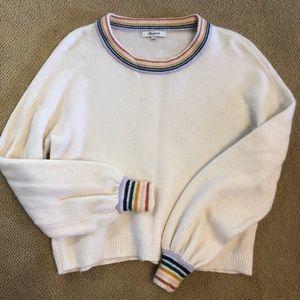 Madewell, Rainbow neck and cuffs, Cream sweater